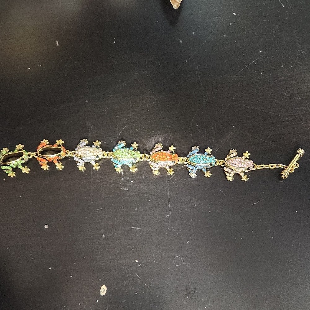 Colorful Rhinestone Frog Bracelet - Picture 3 of 3